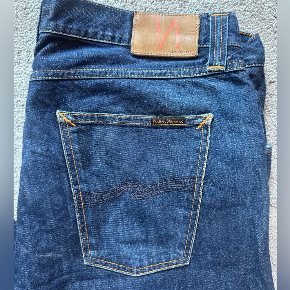 Nudie Jeans 36W 34L Dry Navy Jeans - Picture 2 of 9